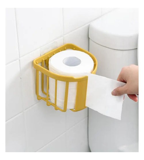 Wall Mounted Roll Paper Holder Adhesive Hanging Tissue Basket